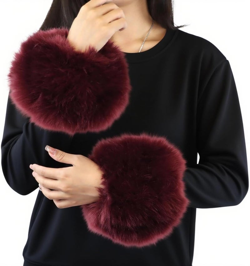 Peecabe Winter Women Fuzzy Arm Warmers Girls Faux Fur Short Wrist Cuffs Fluffy Soft Wrist Cover Ankle Warmer - Image 1